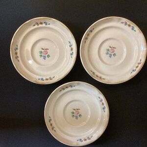 Vintage Set of 3 Peach International Tableworks Heartland Stoneware Saucers